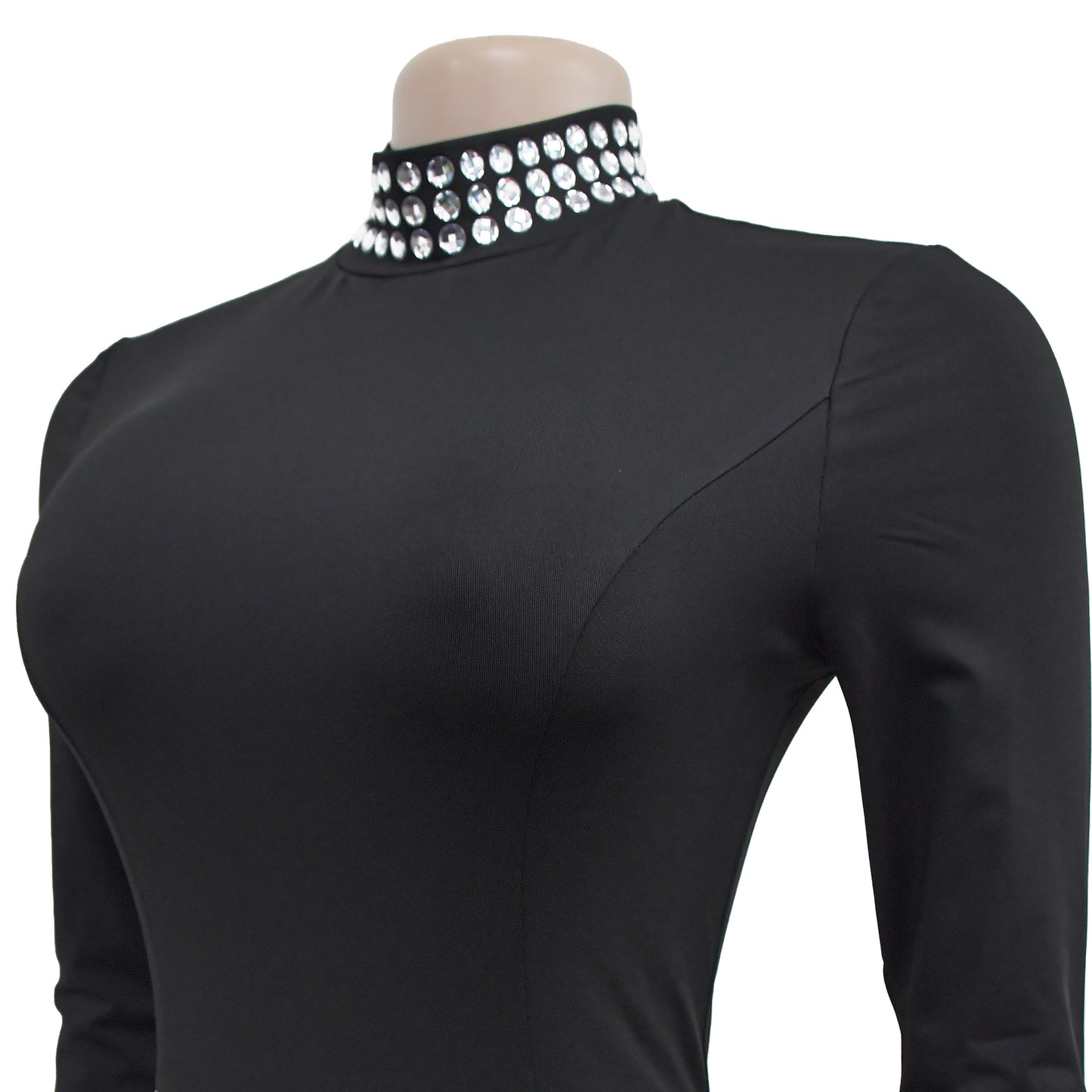 Ladies stylish fashion elegant long sleeve mini dress Black (Size S - 2XL)