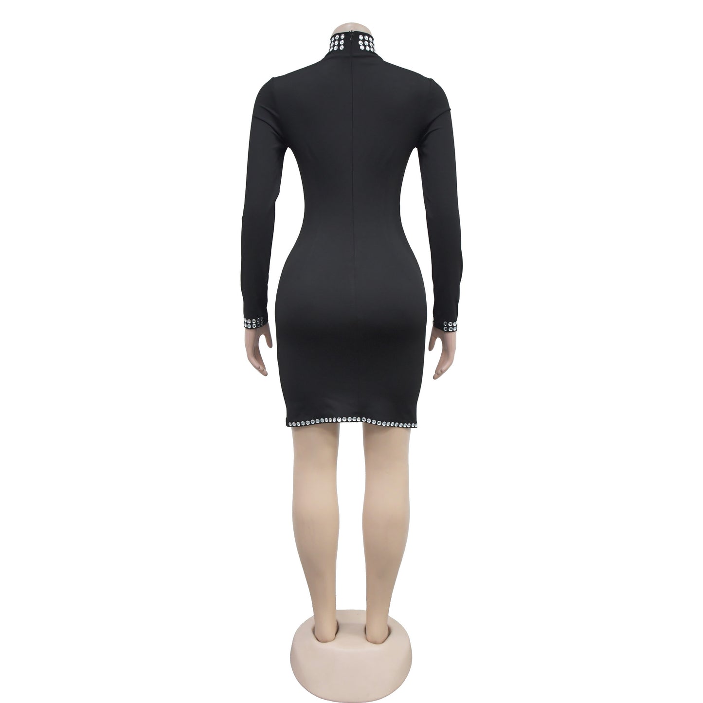 Ladies stylish fashion elegant long sleeve mini dress Black (Size S - 2XL)