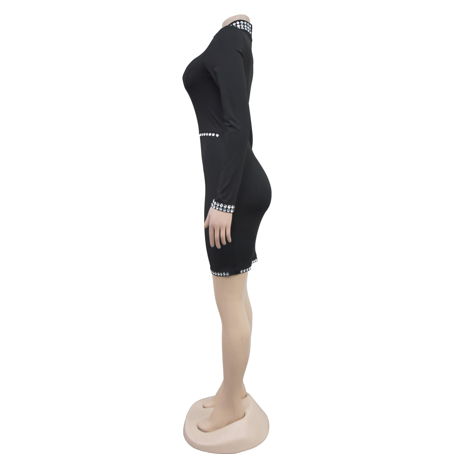 Ladies stylish fashion elegant long sleeve mini dress Black (Size S - 2XL)