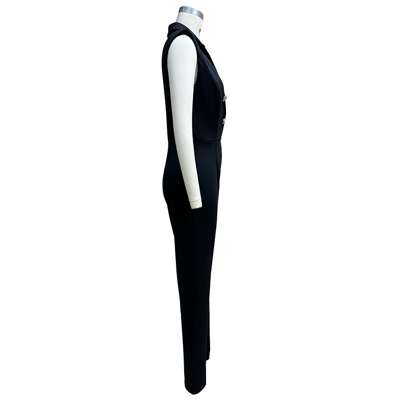 Women stylish fashion sleeveless jumpsuit Red / Black (Size S - 3XL)