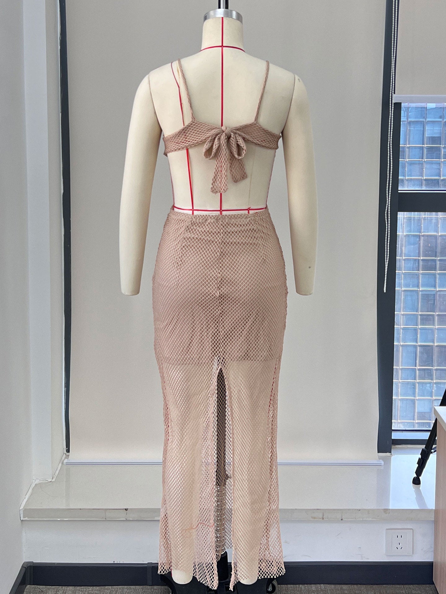 Women stylish fashion cute cut out beachdress Light khaki (Size M - XL)
