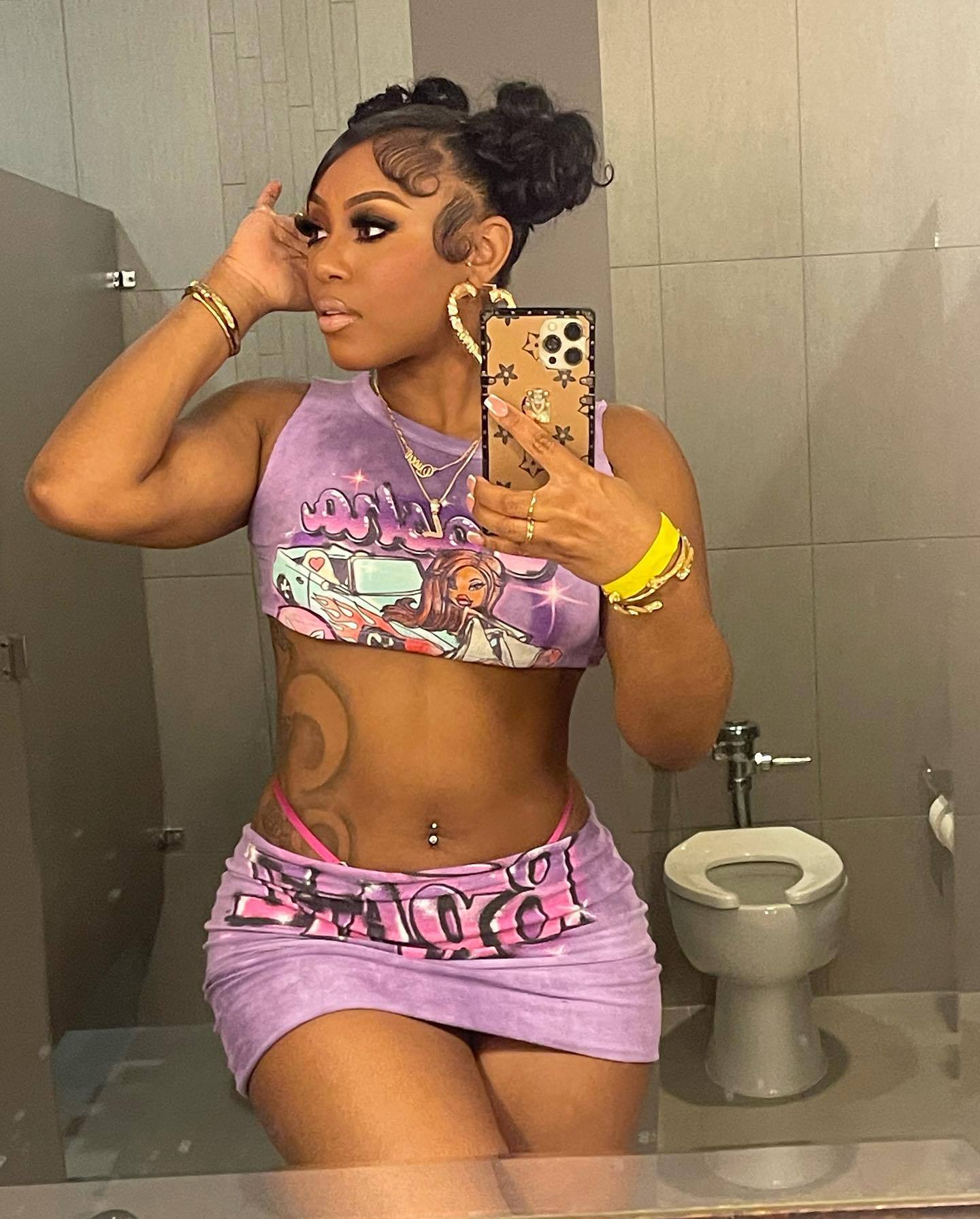 Women two piece top and mini skirt set pink (Size XS - 2XL)