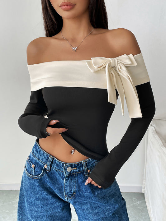 LADIES OFF THE SHOUDER TOP               BLACK           (SIZE  S - XL)