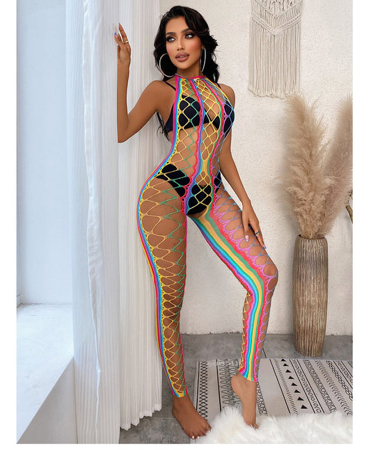 LADIES RAINBOW SWIMWEAR BODYSTOCKING LINGERIE     RAINBOW     (ONE SIZE)