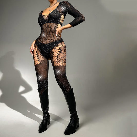 LADIES ONE PIECE BODYSTOCKING LINGERIE     BLACK     (ONE SIZE)