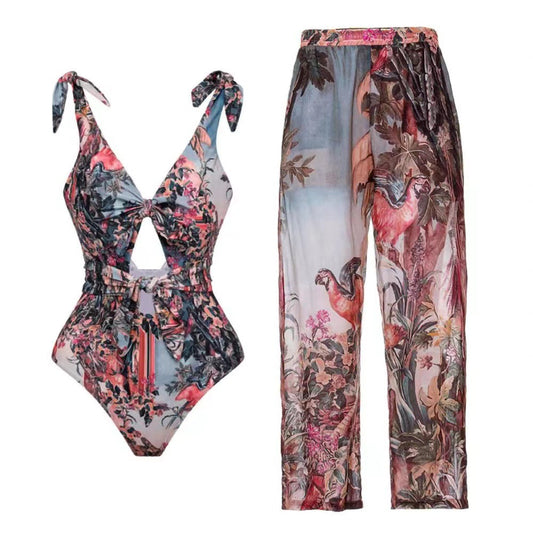 LADIES 2 PIECE SWIMSUIT SET     COLOUR AS SHOWN     (SIZE  S-XL)
