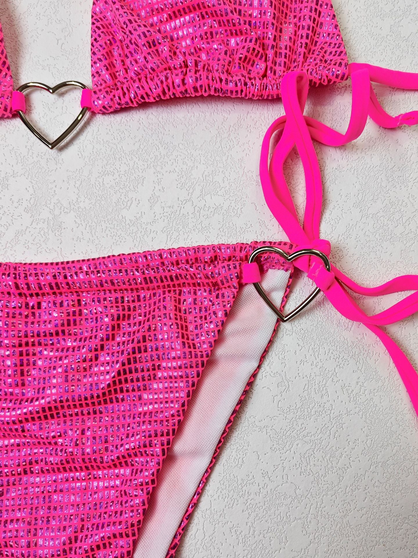 LADIES  TWO PIECE BIKINI SWIMSUIT SWIMWEAR     BLACK/PINK/GREEN     (SIZE  S-L)