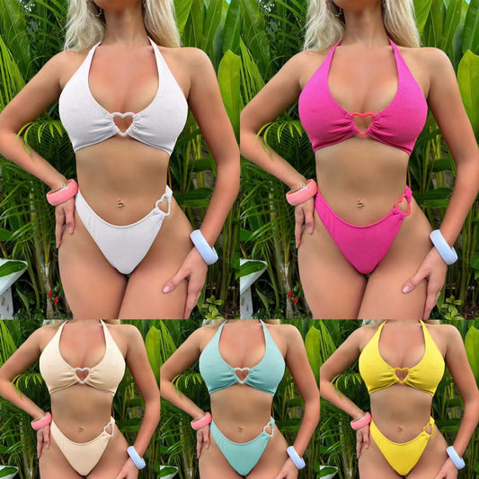 LADIES TWO PIECE BIKINI SWIMSUIT SWIMWEAR     VARIOUS COLOURS     (SIZE  S-L)