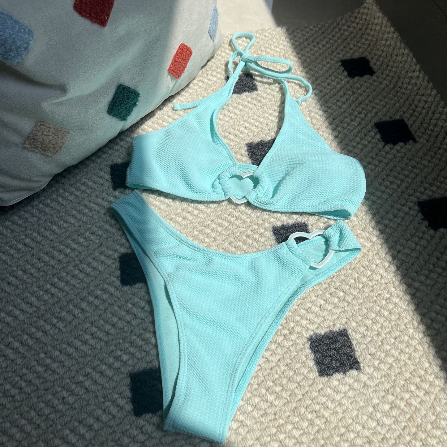 LADIES TWO PIECE BIKINI SWIMSUIT SWIMWEAR     VARIOUS COLOURS     (SIZE  S-L)