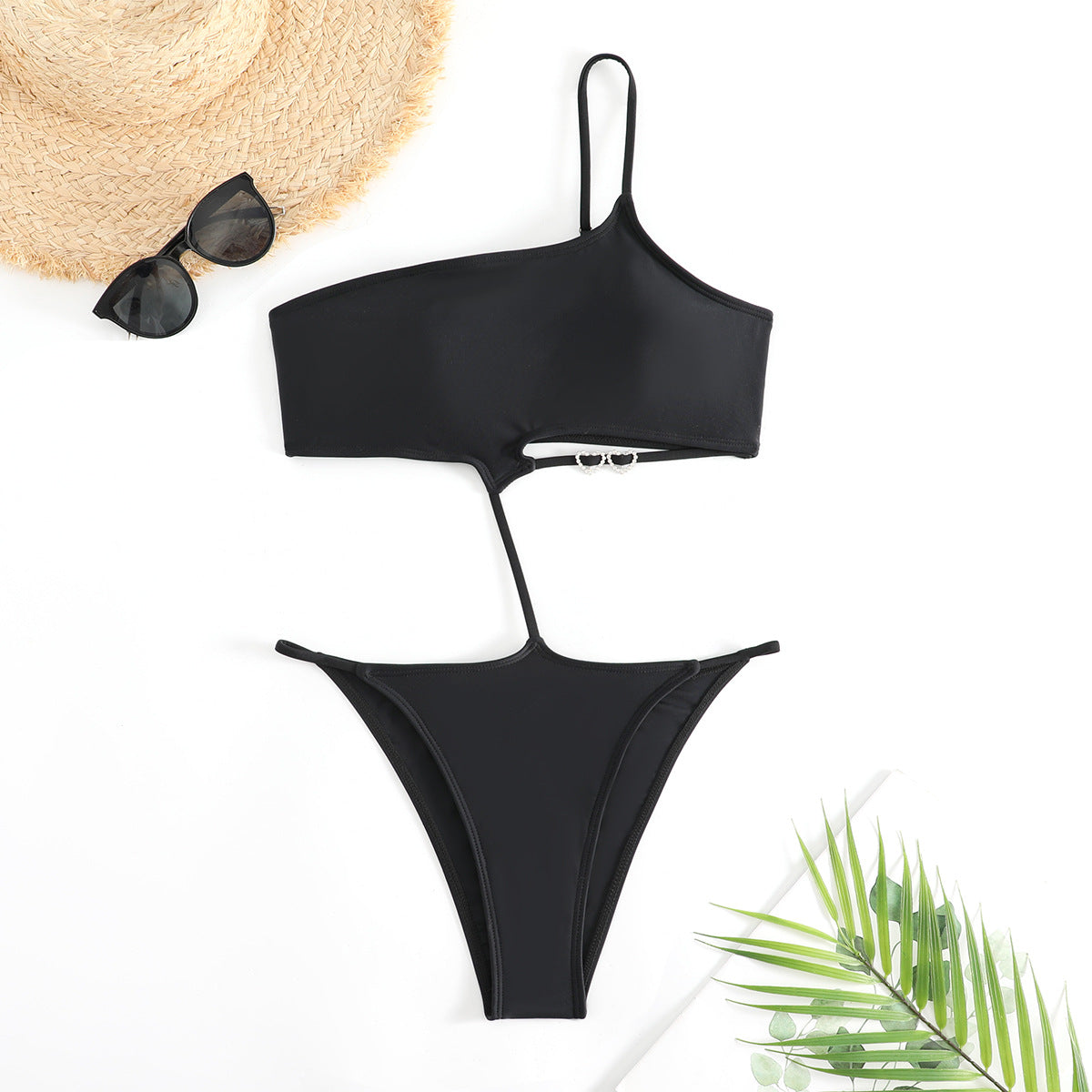 LADIES ONE PIECE SWIMSUIT SWIMWEAR     BLACK     (SIZE  S-L)