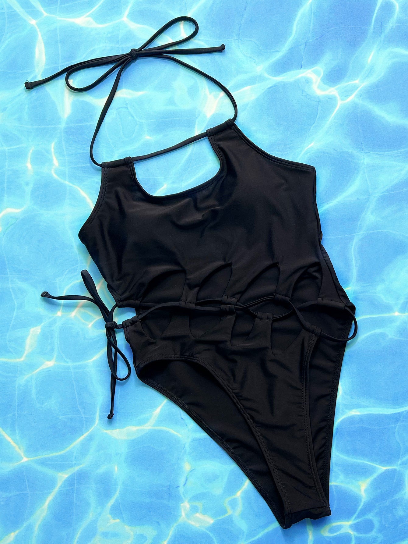 LADIES ONE PIECE SWIMSUIT SWIMWEAR     BLACK     (SIZE  S-L)
