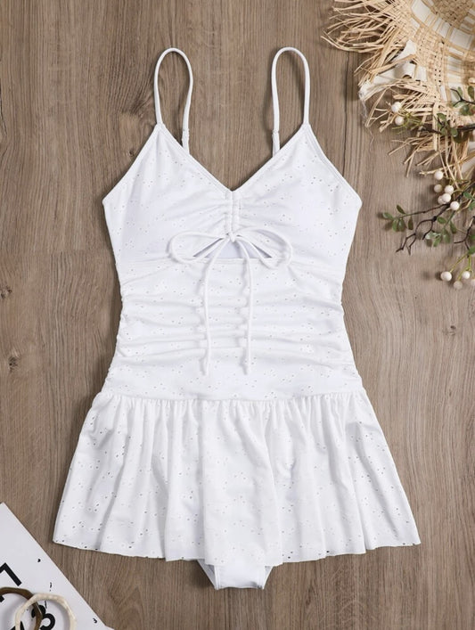 LADIES ONE PIECE SWIMSUIT SWIMWEAR     WHITE / BLACK     (SIZE  S-L)