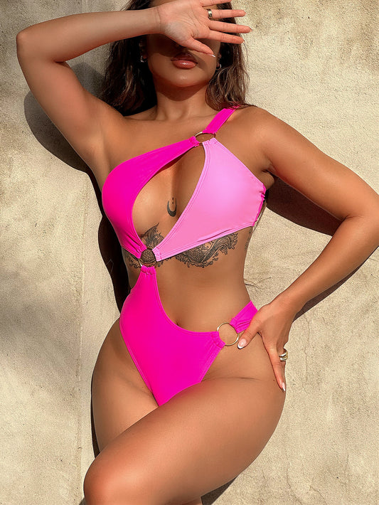 LADIES ONE PIECE SWIMSUIT SWIMWEAR     PINK     (SIZE  S-L)