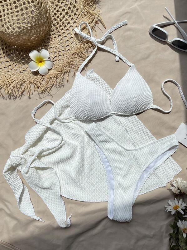 LADIES THREE PIECE SWIMSUIT SWIMWEAR SET     VARIOUS COLOURS     (SIZE  S-XL)