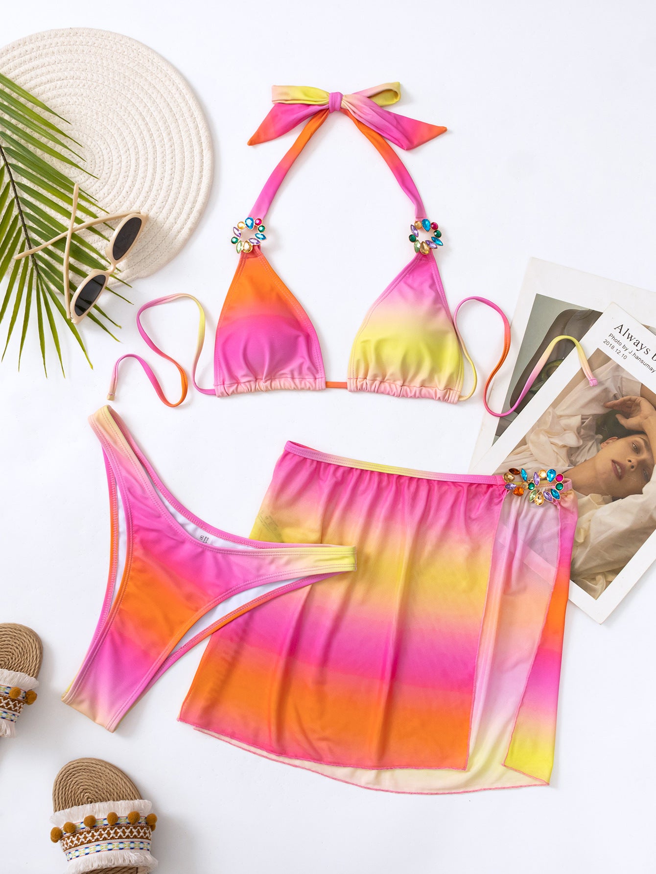 LADIES THREE PIECE  SWIMSUIT SET     (SIZE  S-L)