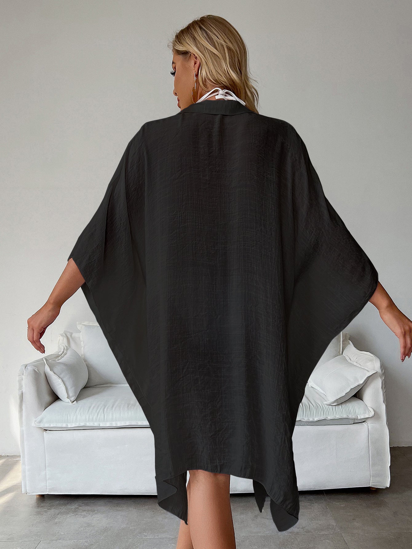 LADIES BEACHWEAR CARDIGAN COVER UP      WHITE / BLACK / KHAKI      (ONE SIZE)