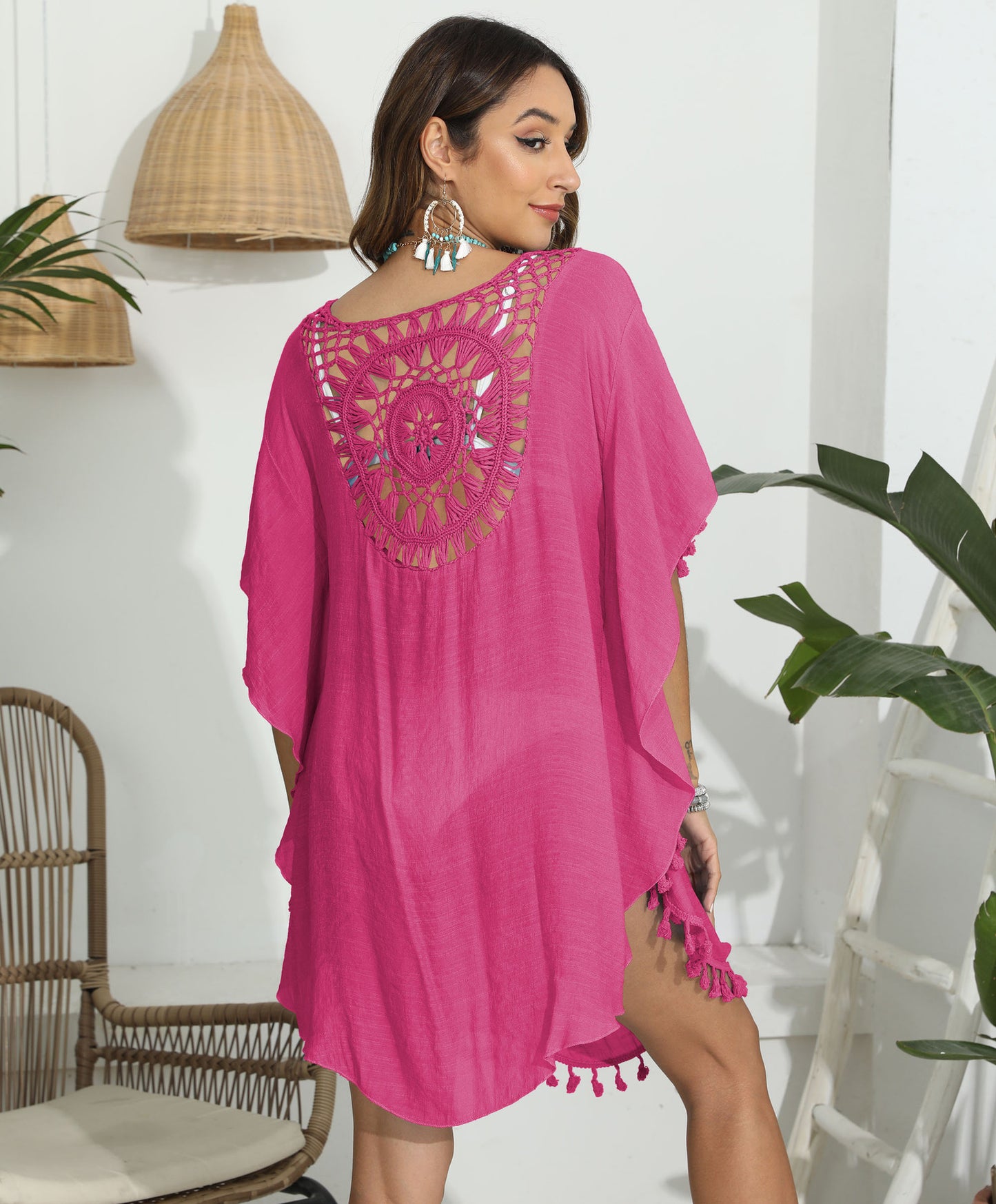 LADIES BEACHWEAR COVER UP DRESS      WHITE / BLACK / BLUE / PINK / BEIGE      (ONE SIZE)