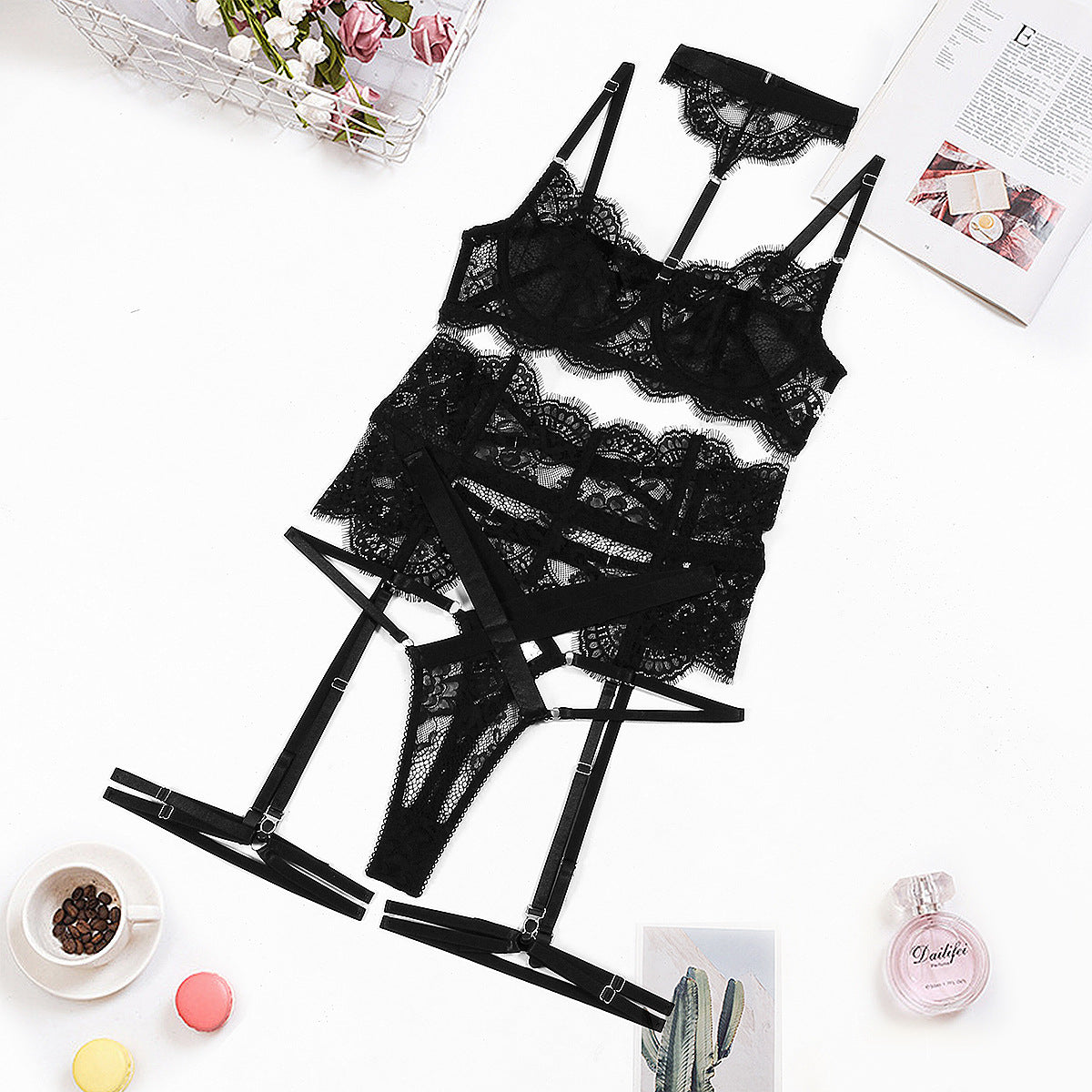 LADIES SEXY LINGERIE SET      BLACK     (SIZES  S-L)