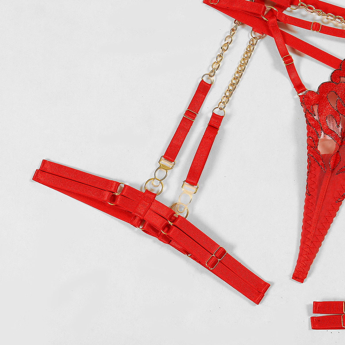 LADIES FOUR PIECE LINGERIE SET      RED      (SIZE  S-L)