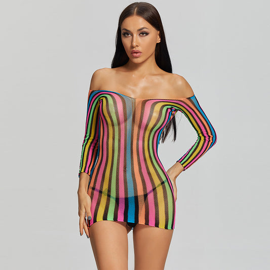 LADIES SEXY LONG SLEEVE LINGERIE DRESS      (ONE SIZE)