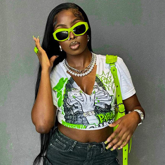 LADIES SHORT SLEEVE CROP TOP      WHITE     (SIZE  S-L)