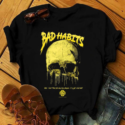 LADIES SHORT SLEEVE T SHIRT         (BIGGER SIZES ALSO AVAILABLE)          BLACK      (SIZE  S-5XL)