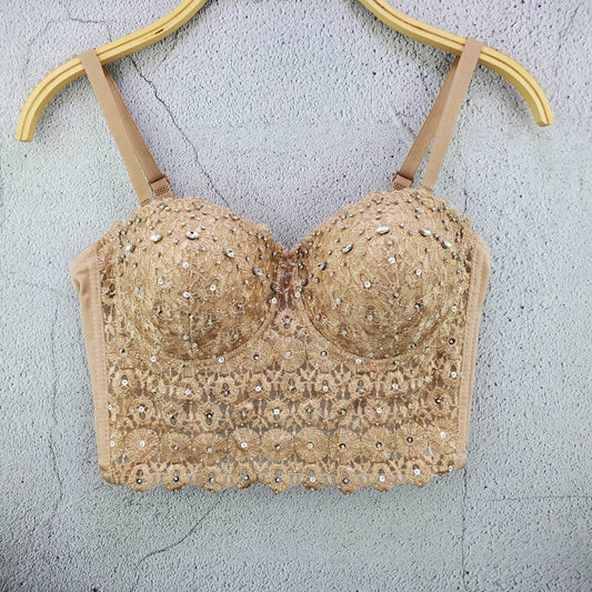 LADIES SEXY LACE BRA TOP TANK TOP      CAMEL      (SIZE  40/90B   /   36/80B   /   38/85B   /   34/75B