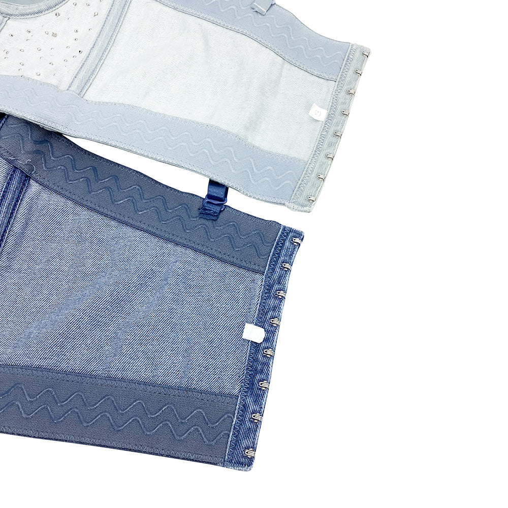 LADIES INTIMATE CAMISOLE BRA TOP       DENIM BLUE / LIGHT BLUE       (SIZE  XS-L)