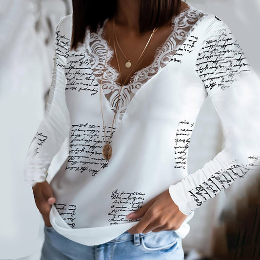 LADIES LONG SLEEVE SHIRT TOP       WHITE / BLACK       (SIZE  S-3XL)