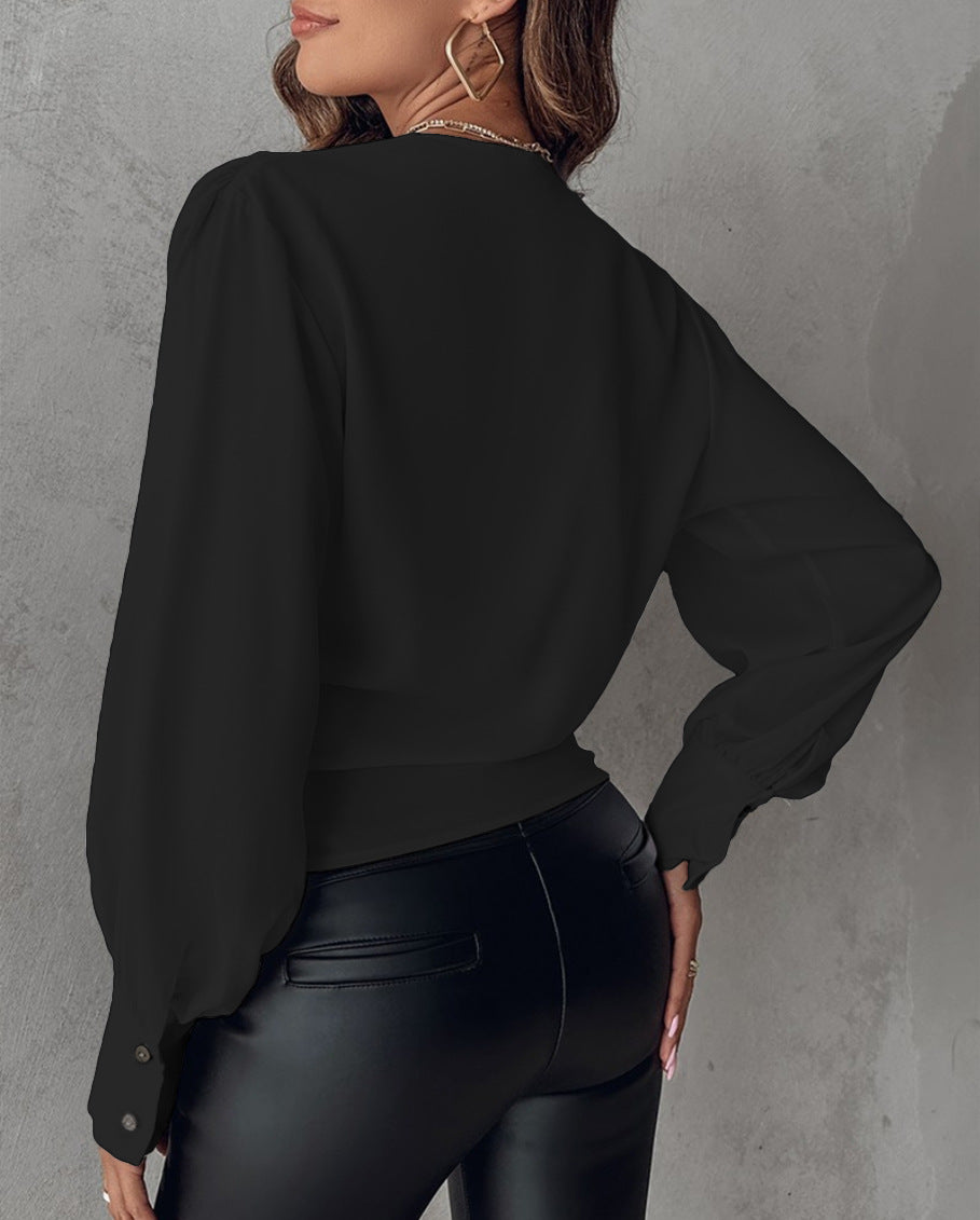 LADIES LONG SLEEVE SHIRT      BLACK / WHITE / LACE / KHAKI / WHITE / PINK / BLUE       (SIZE  S-2XL)