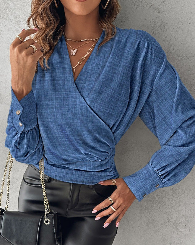 LADIES LONG SLEEVE SHIRT      BLACK / WHITE / LACE / KHAKI / WHITE / PINK / BLUE       (SIZE  S-2XL)