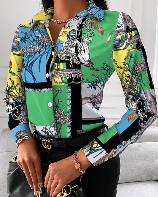 LADIES LONG SLEEVE TOP       GREEN / BLACK       (SIZE  S-2XL)