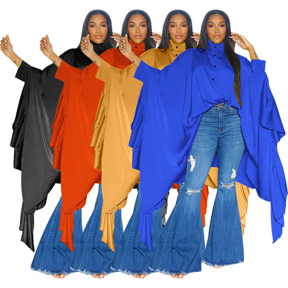 LADIES LONG SLEEVE SHIRT       BLACK / GOLD / ORANGE / BLUE        (ONE SIZE)