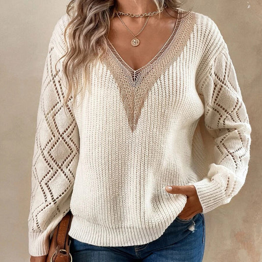 LADIES KNITTED SWEATER       WHITE  / BLACK / LIGHT GREEN     (SIZE  S-XL)