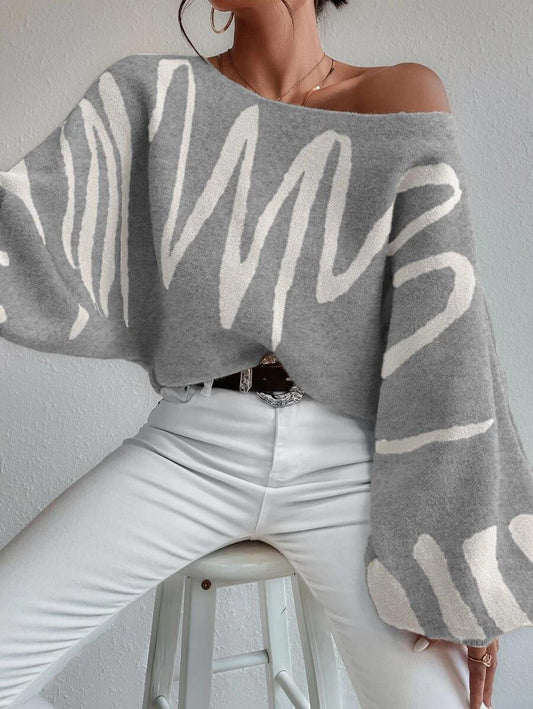 LADIES KNITTED SWEATER      GRAY      (SIZE  S-L)