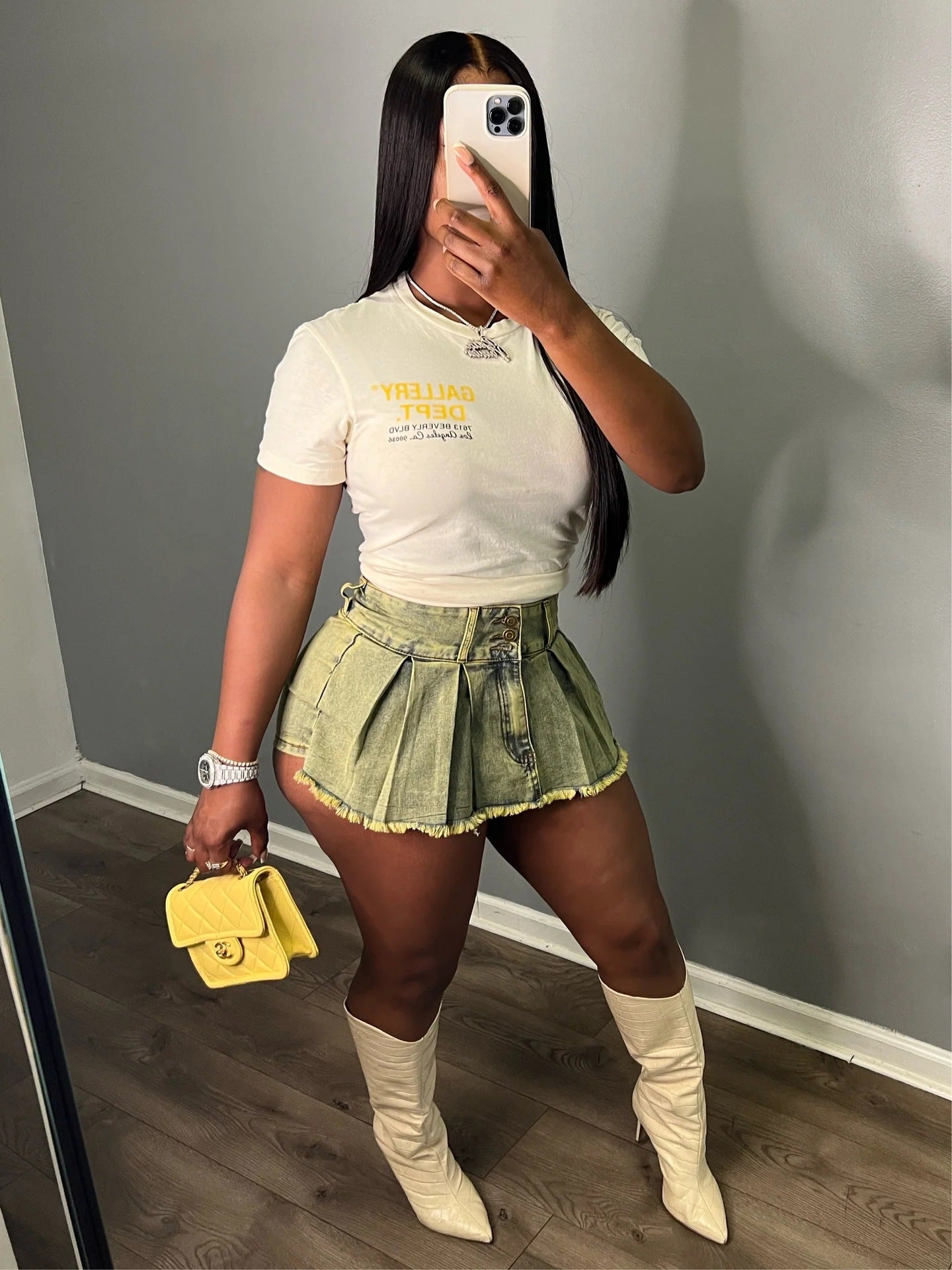 LADIES DENIM SKIRT SHORTS      CHAMPAGNE / BLUE / WHITE / LIGHT BLUE      (SIZE  S-2XL)