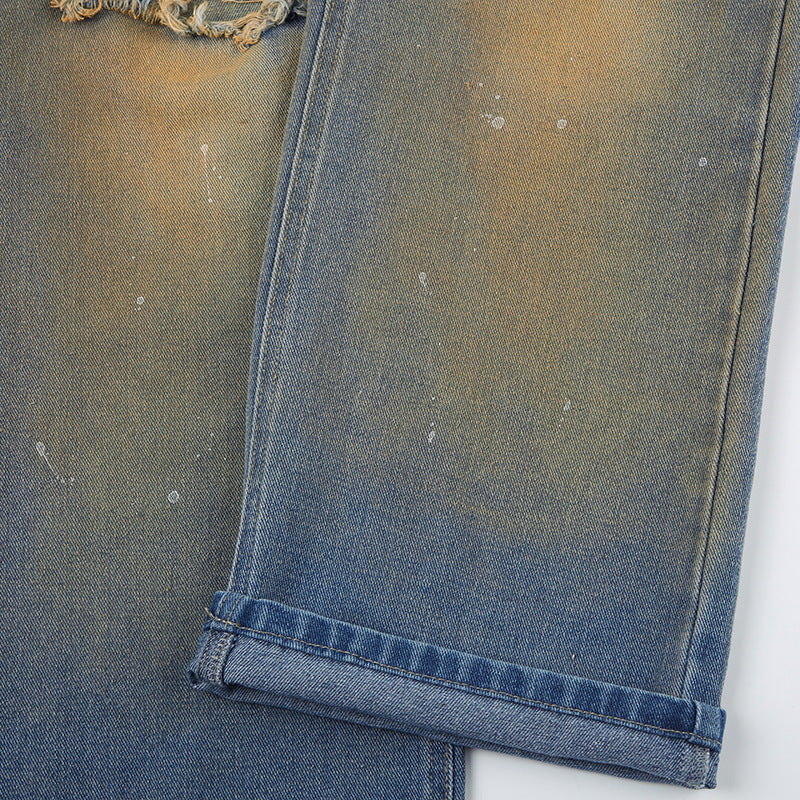 LADIES HIGH WAIST STRAIGHT DENIM PANTS       BLUE DENIM       (SIZE  S-L)