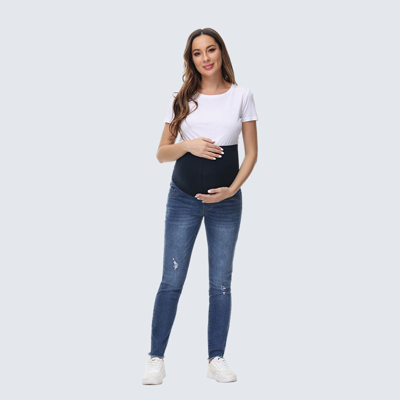 LADIES MATERNITY DENIM JEANS        BLUE DENIM       (SIZE  S-XL)