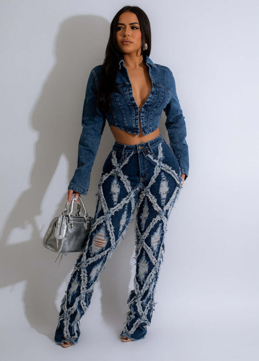 LADIES DENIM JEANS        BLUE DENIM        (SIZE  S-2XL)