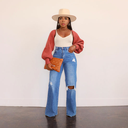 LADIES WIDE LEGGED STRAIGHT DENIM JEANS        BLUE / LIGHT BLUE        (SIZE  S-2XL)