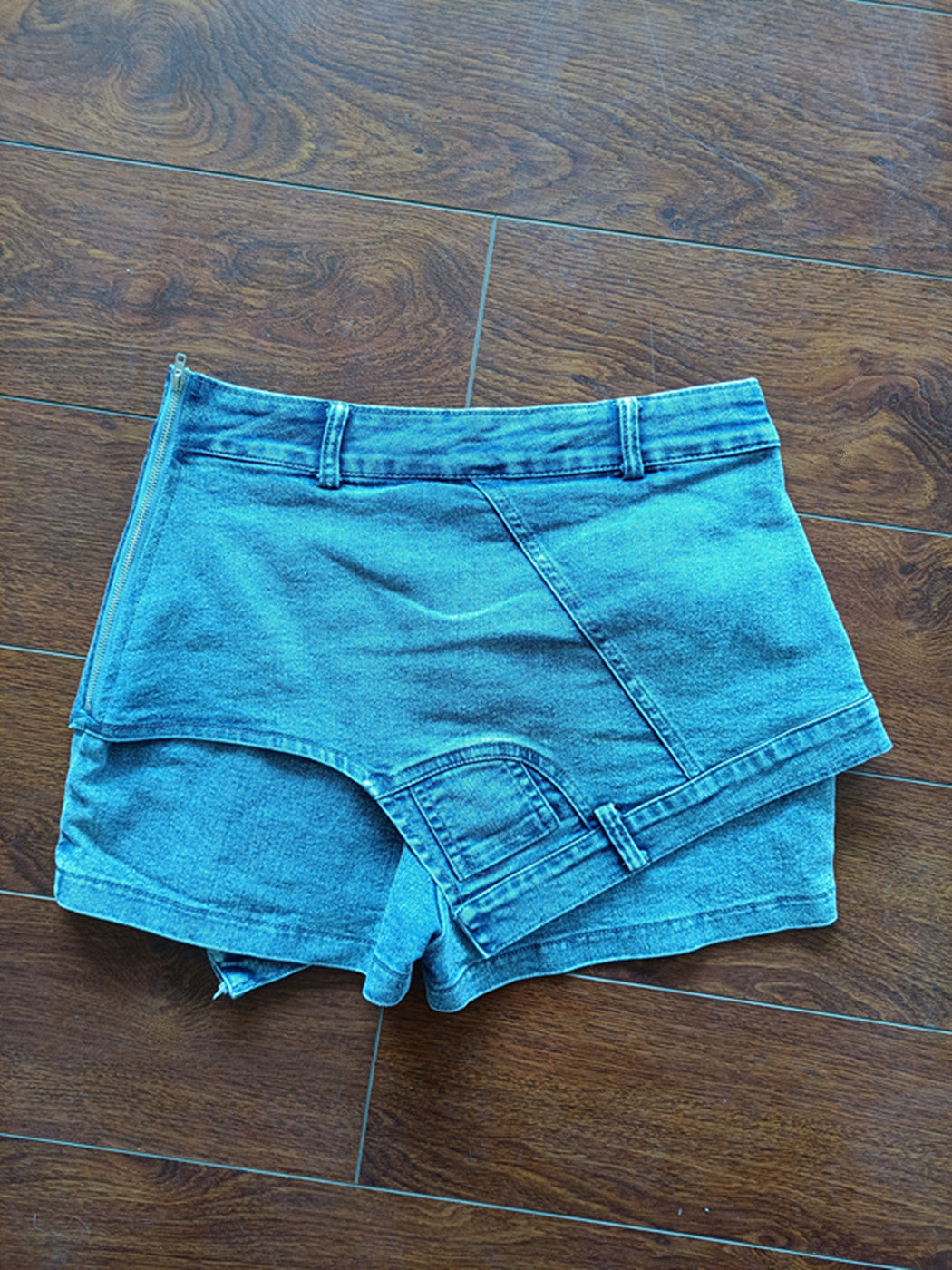 LADIES DENIM SKIRT SHORTS       BLUE / BLACK        (SIZE  S-2XL)