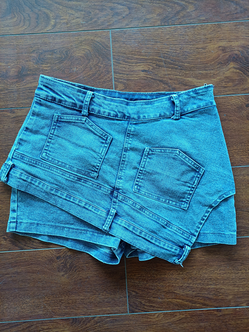 LADIES DENIM SKIRT SHORTS       BLUE / BLACK        (SIZE  S-2XL)