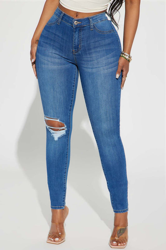 LADIES STRETCH JEANS        BLUE        (SIZE  S-2XL)