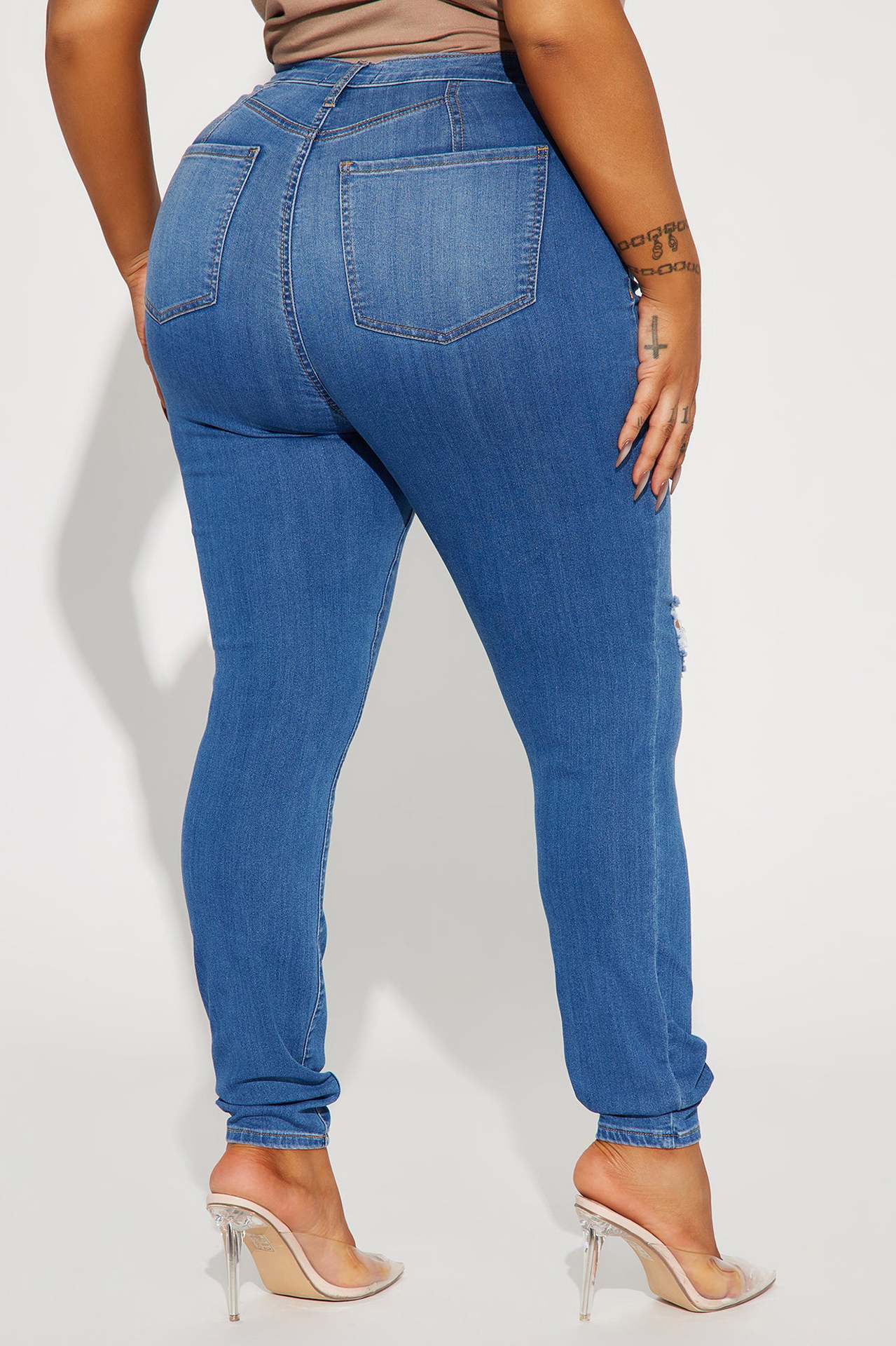 LADIES STRETCH JEANS        BLUE        (SIZE  S-2XL)