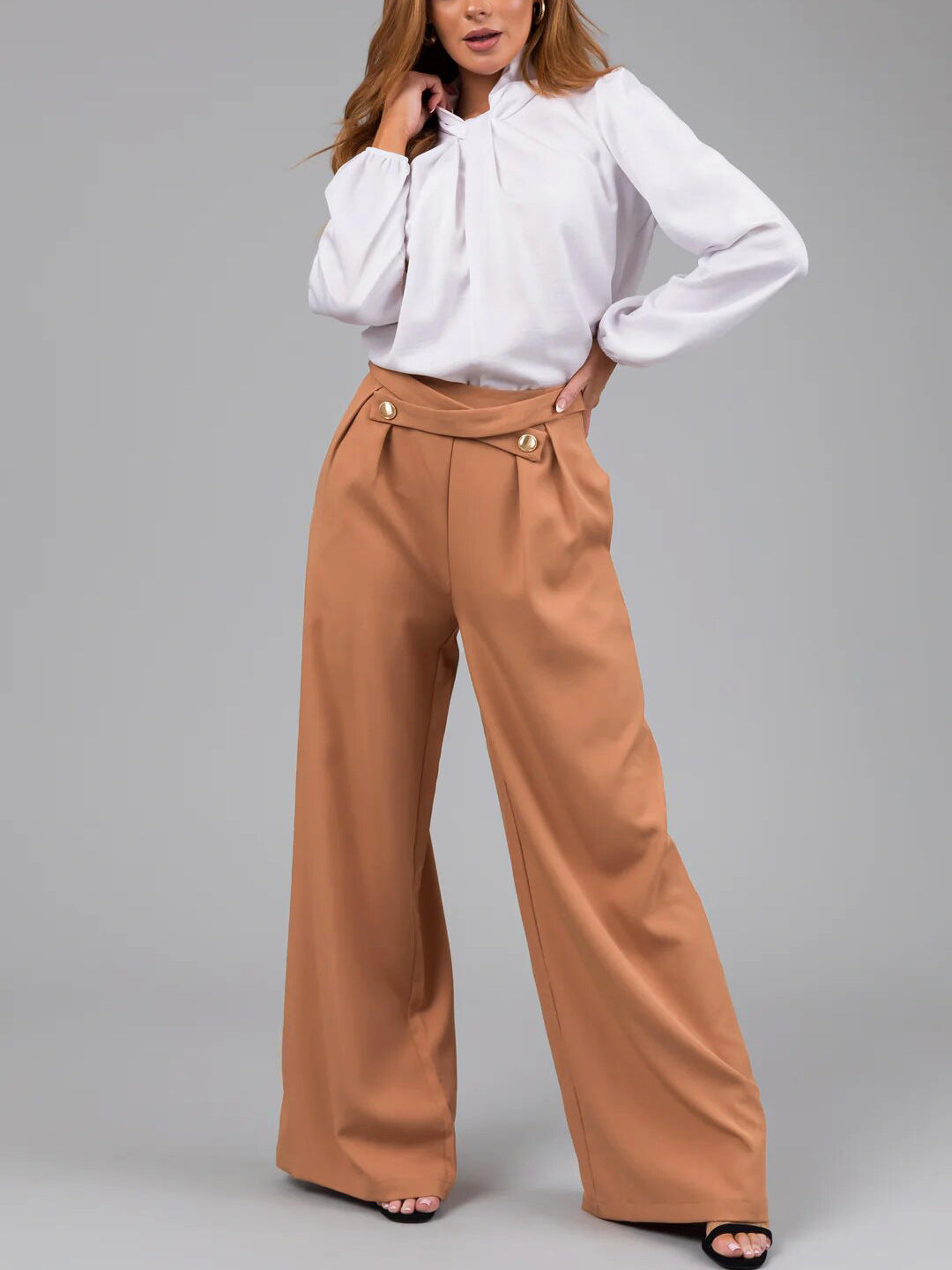 LADIES WIDE LEG PANTS        ORANGE        (SIZE  S - 2XL)