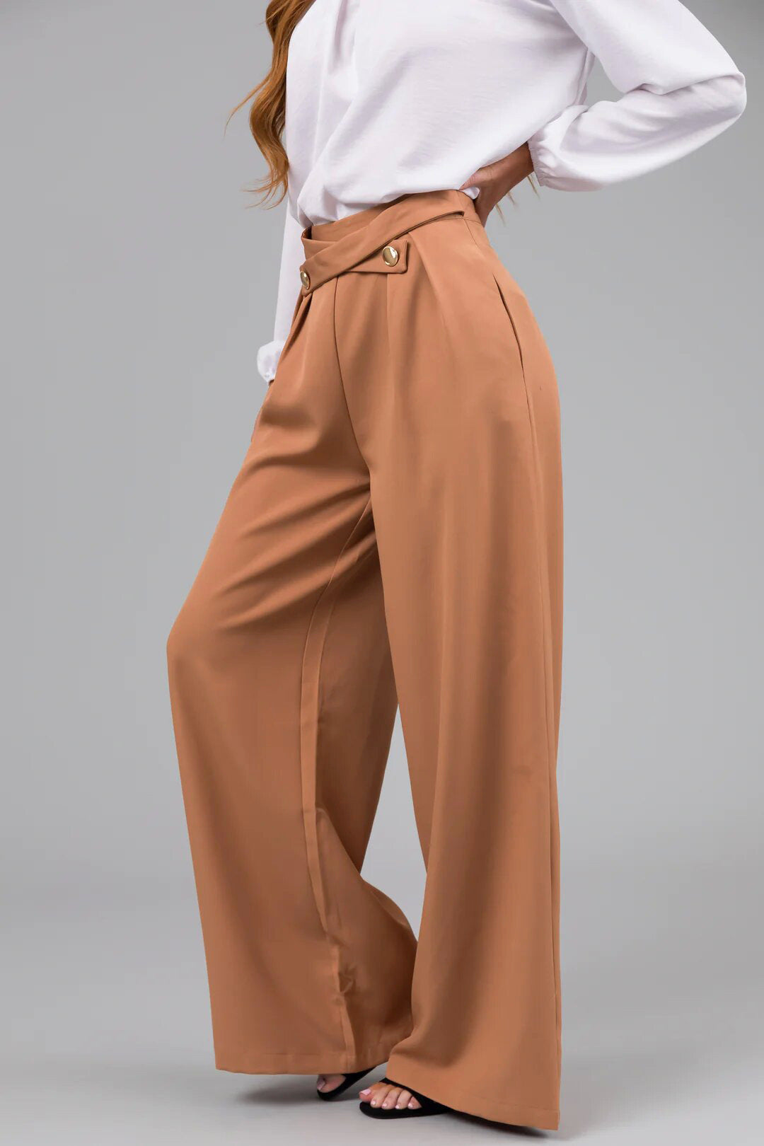 LADIES WIDE LEG PANTS        ORANGE        (SIZE  S - 2XL)