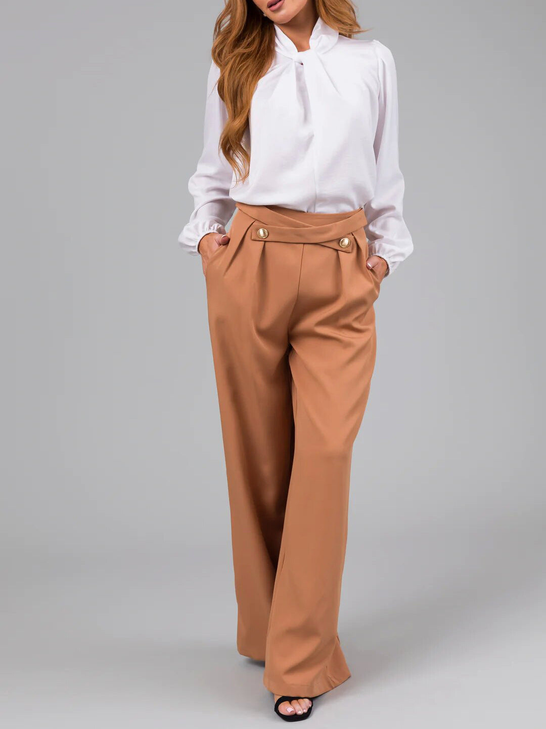 LADIES WIDE LEG PANTS        ORANGE        (SIZE  S - 2XL)
