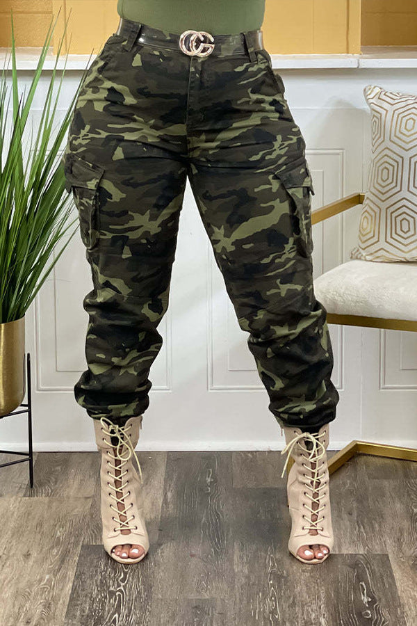LADIES CAMO PANTS        ORANGE / GREEN / BLACK        (SIZE  S - 3XL)
