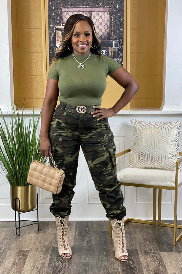 LADIES CAMO PANTS        ORANGE / GREEN / BLACK        (SIZE  S - 3XL)