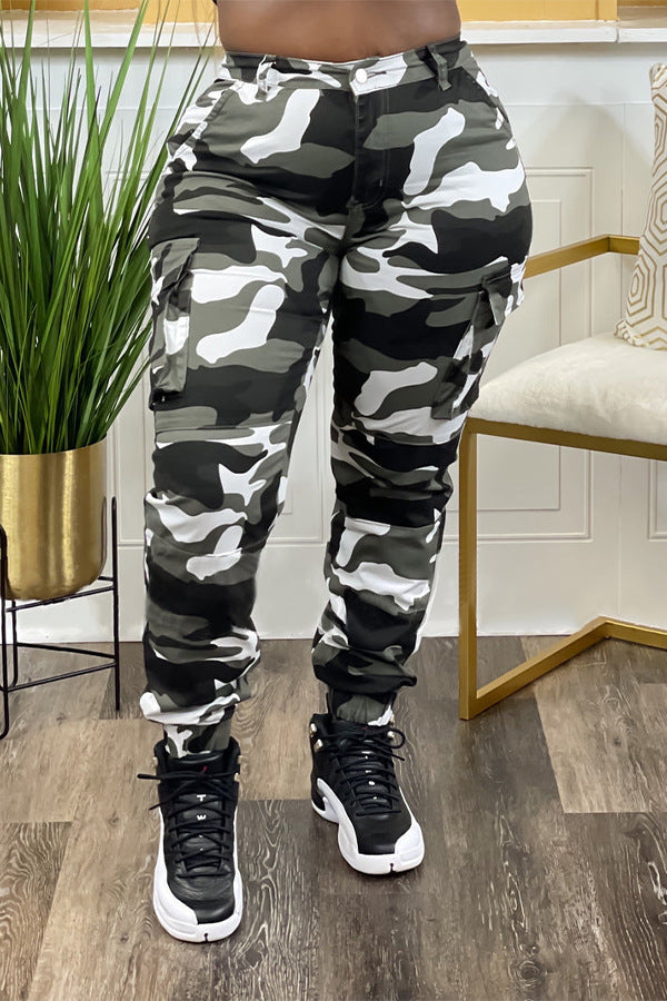LADIES CAMO PANTS        ORANGE / GREEN / BLACK        (SIZE  S - 3XL)